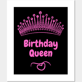 Pink Womans or Girls Birthday Queen Party Outfit Posters and Art